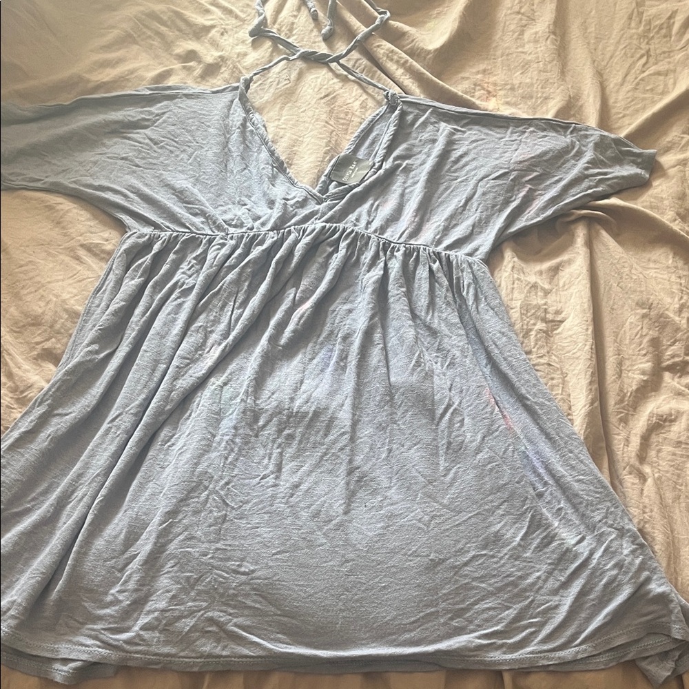 Olivia Rae Soft Blue V-Neck Top